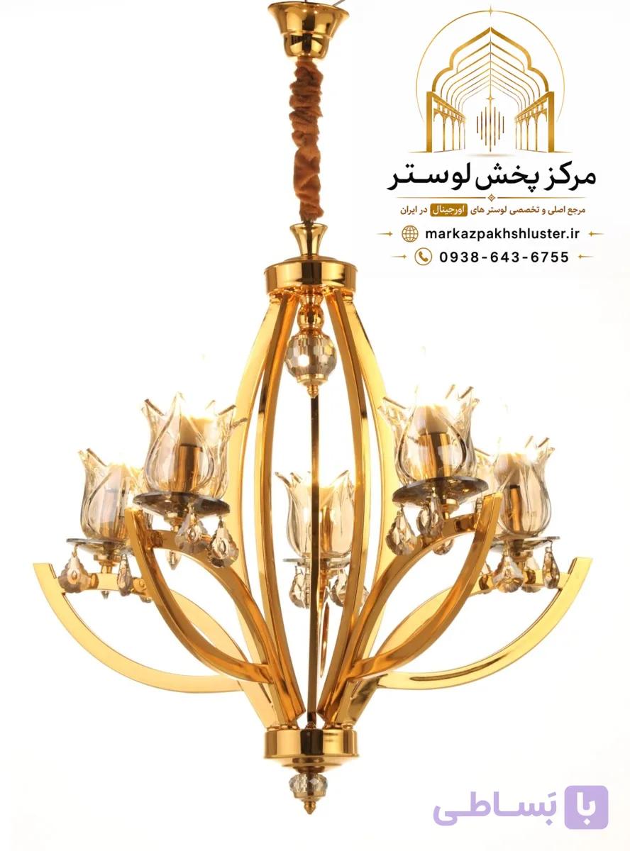 لوستر لهستانی کلاسیک آویز مدل چشمی سایز شش شاخه