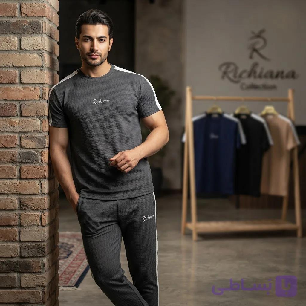 تیشرت و شلوار بیسکوییتی 5 رنگ سایز ایکس و دو ایکس خوش قواره ، راحت و اسپرت
