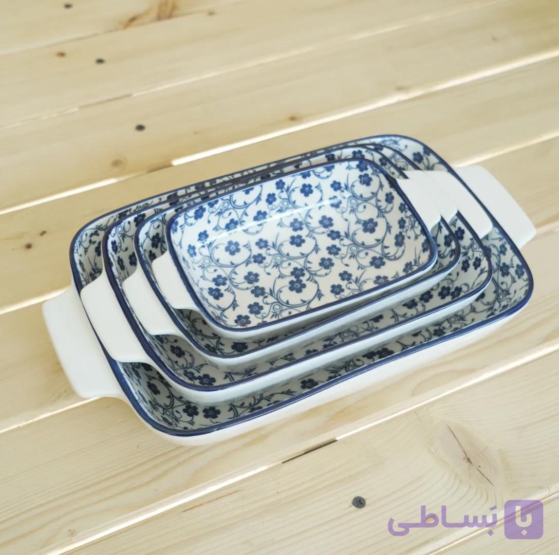 تابه دنی هوم گل آبی مدل مستطیل — تصویر 1