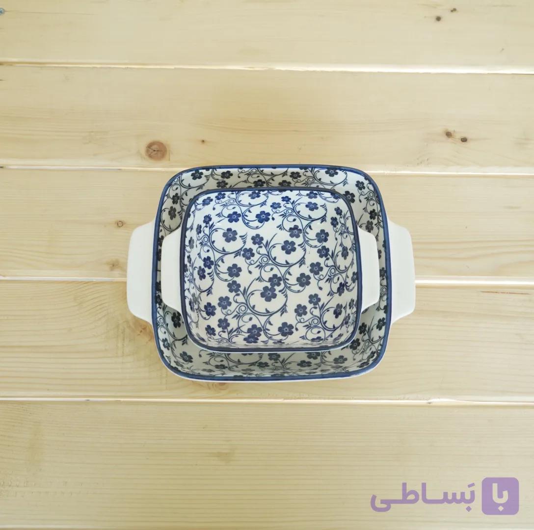 تابه گل آبی مدل مربع — تصویر 1