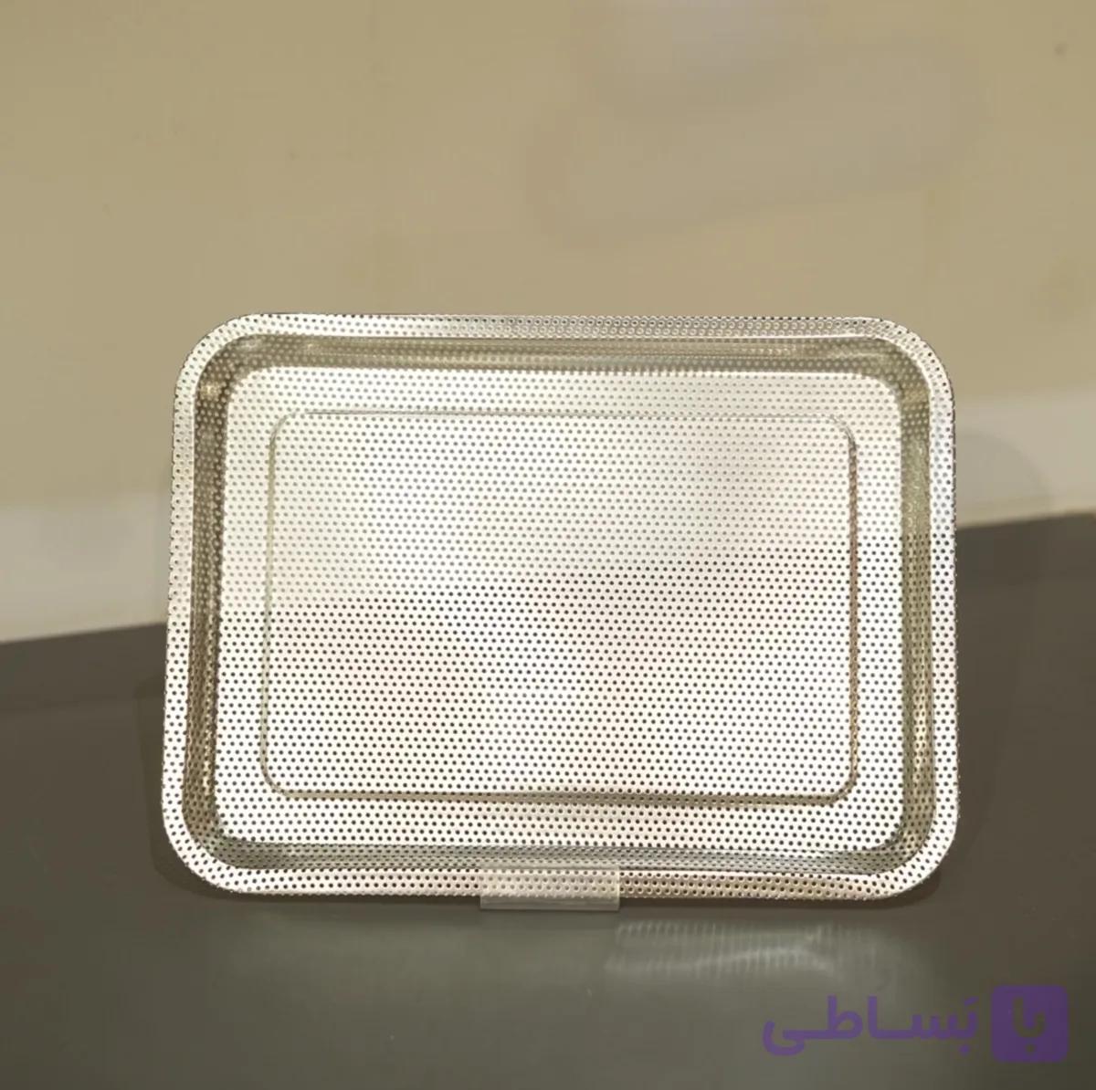 آبکش تخت استیل مستطیل 25×35 — تصویر 1
