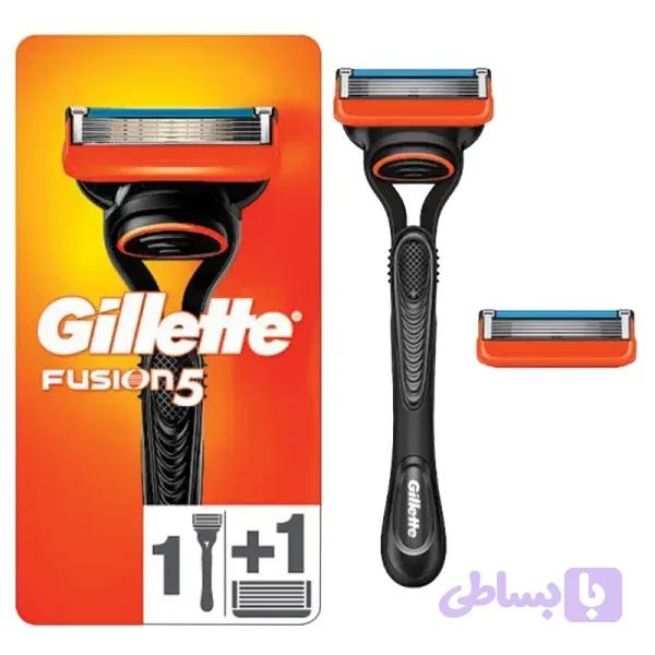 دسته تیغ ژیلت 5 لبه فیوژن همراه 2 یدک اضافه