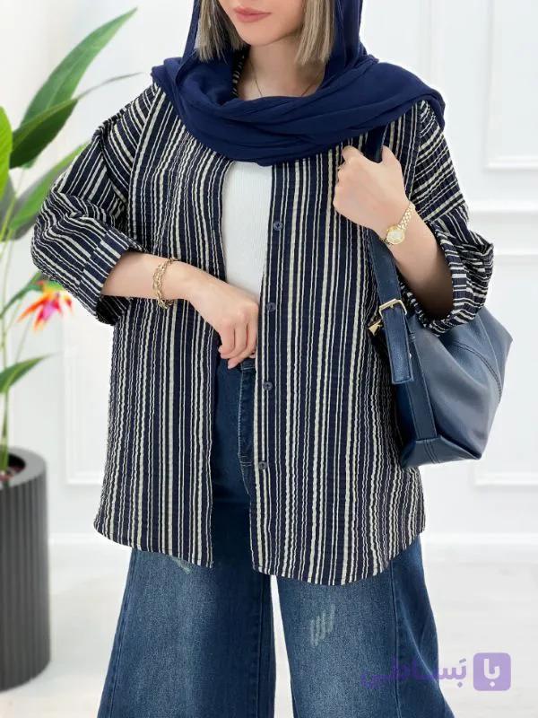 شومیز زنانه nr چروک راه راه کد ۱۱۵۲
