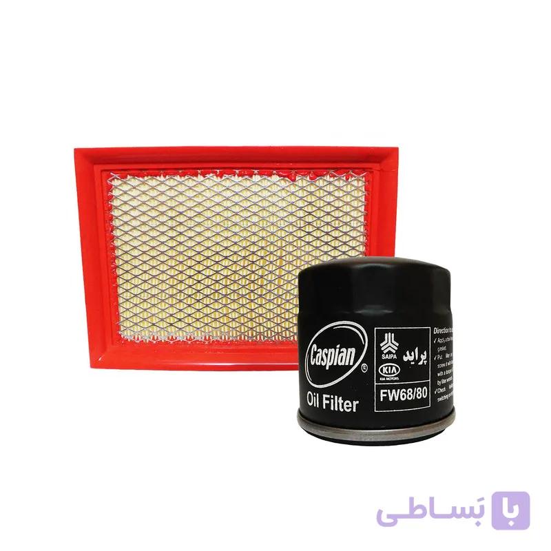 فیلتر هوا کاسپین مدل 68802199 به همراه فیلتر روغن مناسب برای پراید صبا