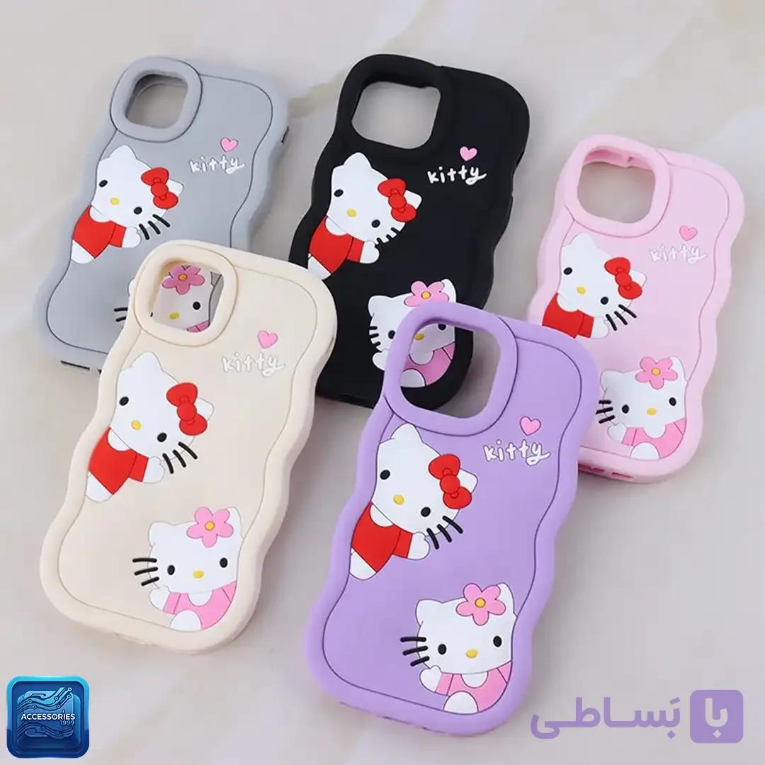 قاب گوشی سیلیکونی موج دار طرح Kitty مدل آیفون 15ProMax و 16Pro — تصویر 1