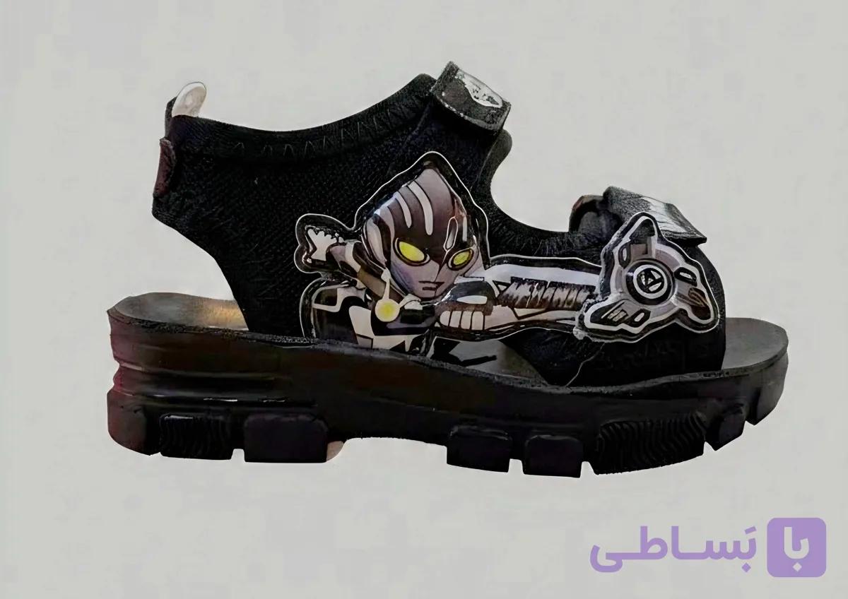 صندل ابرقهرمان پسرانه مشکی طوسی ، سایز 22تا 33