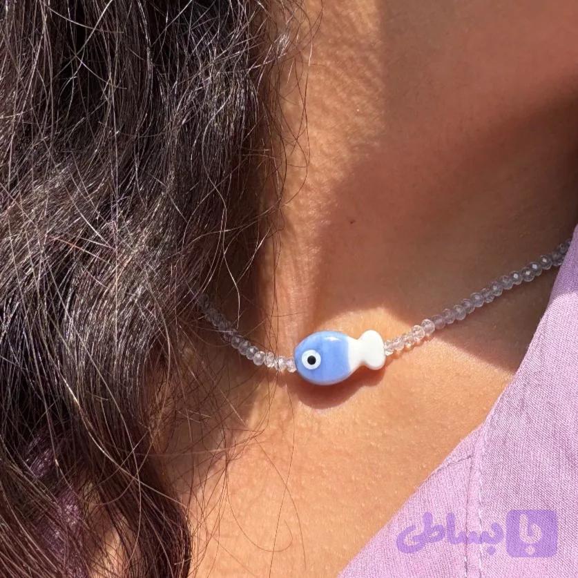 گردنبند ماهی مینیمال آبی