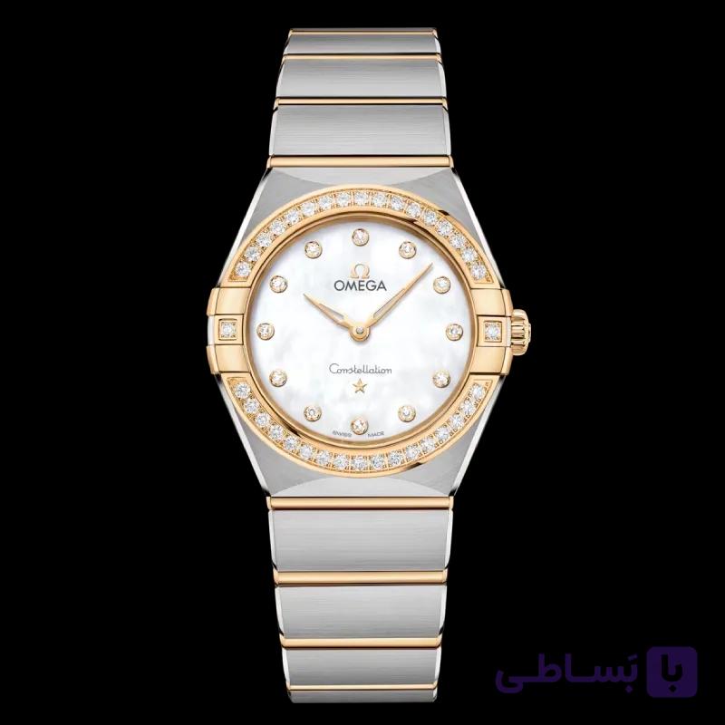 امگا Constellation Quartz 28 مرواریدی سفید نگین‌دار و طلای زرد | رفرنس 131.25.28.60.55.002 — تصویر 1