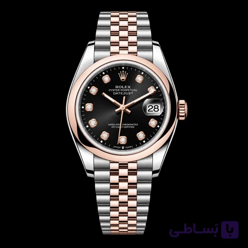 رولکس Datejust 36 مشکی نگین‌دار دو رنگ رزگلد | رفرنس M126201-0019 — تصویر 1