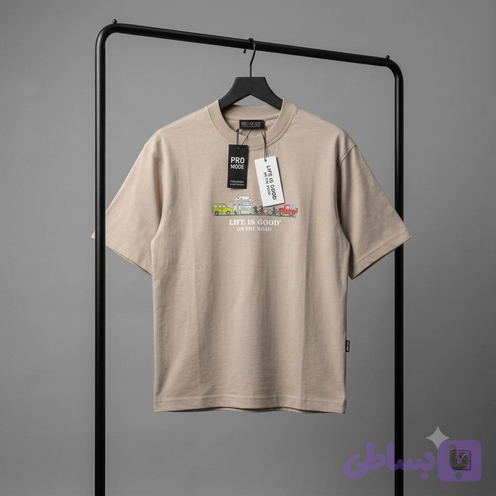 تی شرت بیسیک مردانه نسکافه ای سه نخ پنبه سایز مدیوم