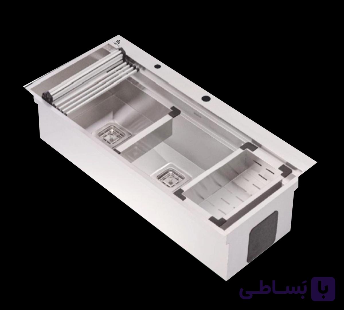 سینک باکسی توکار مریس مدل MBS90 | تک‌پله | ابعاد 90×50 سانتی‌متر