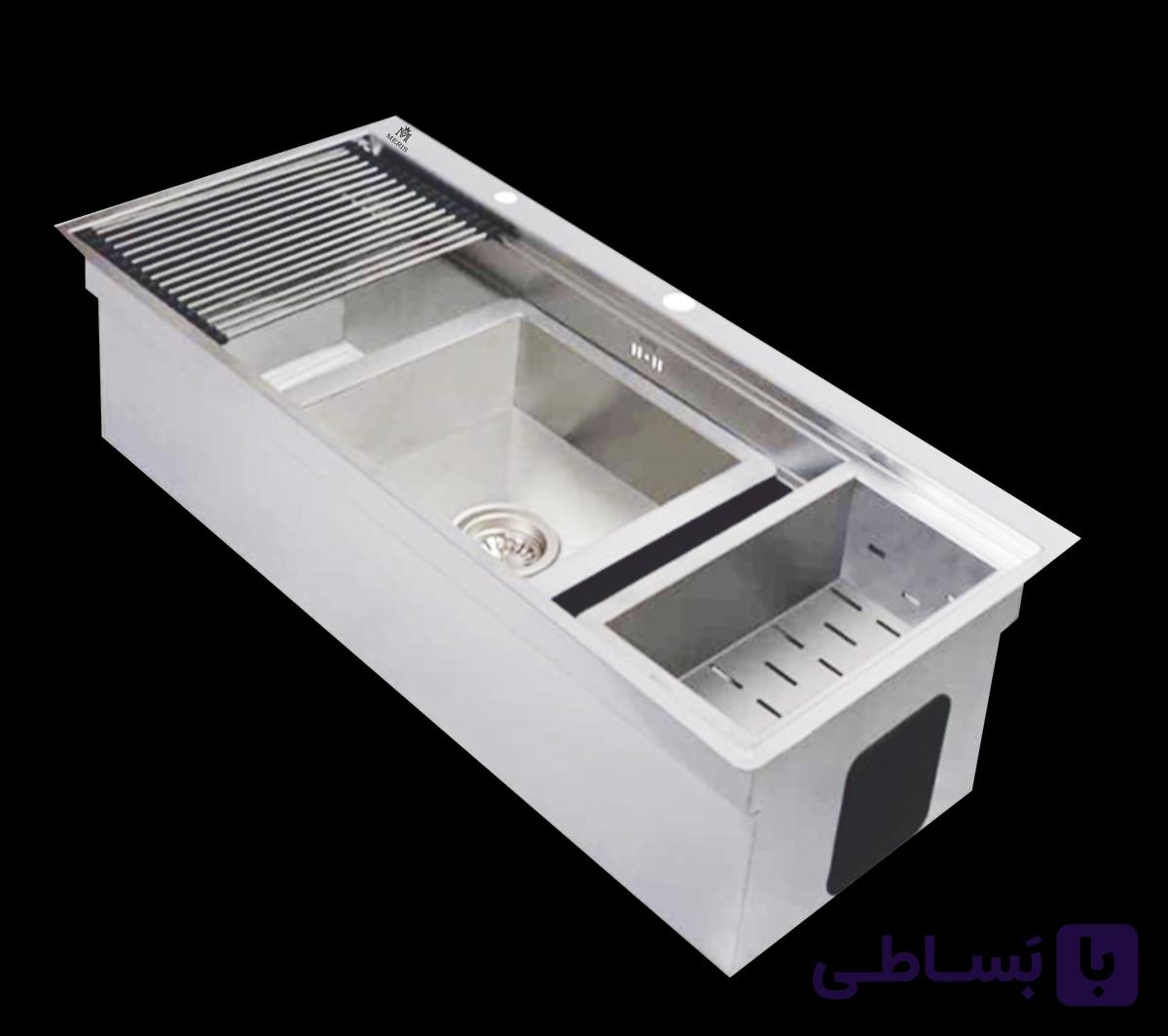سینک باکسی توکار مریس مدل MBS104 | تک‌پله | ابعاد 100×50 سانتی‌متر