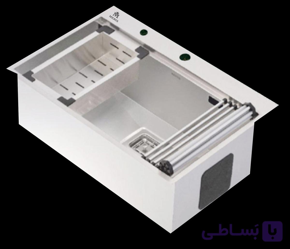 سینک باکسی توکار مریس مدل MBS74 | تک‌پله | ابعاد 74×50 سانتی‌متر