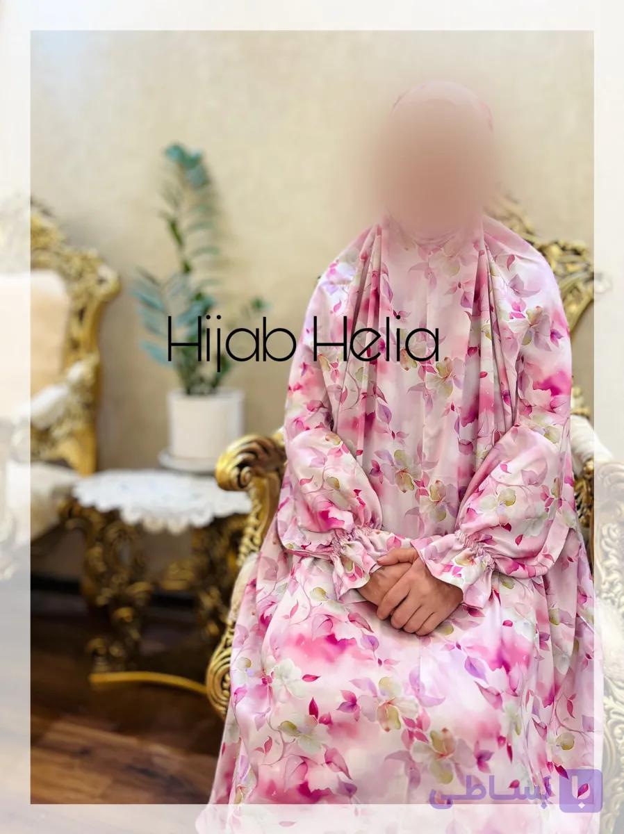 چادر نماز آستین دار مدل آسمان صورتی کدری