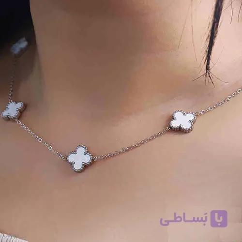 گردنبند ونکلیف سفید و نقره ای