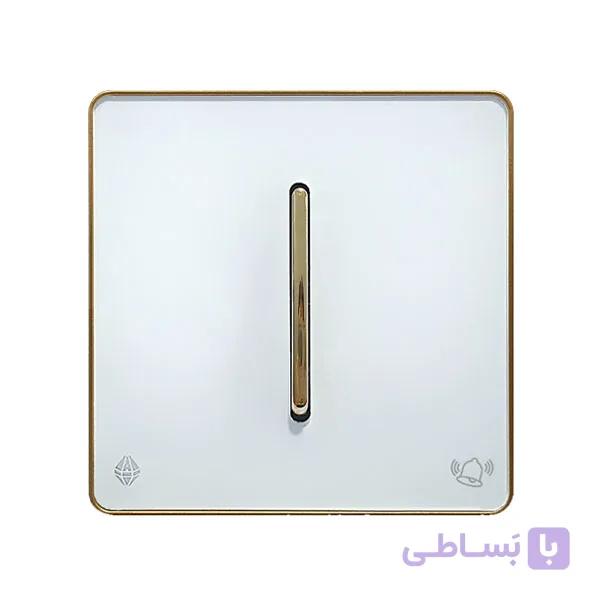 کلید شاسی زنگ اسیا مدل کریستال سفید دکمه طلا