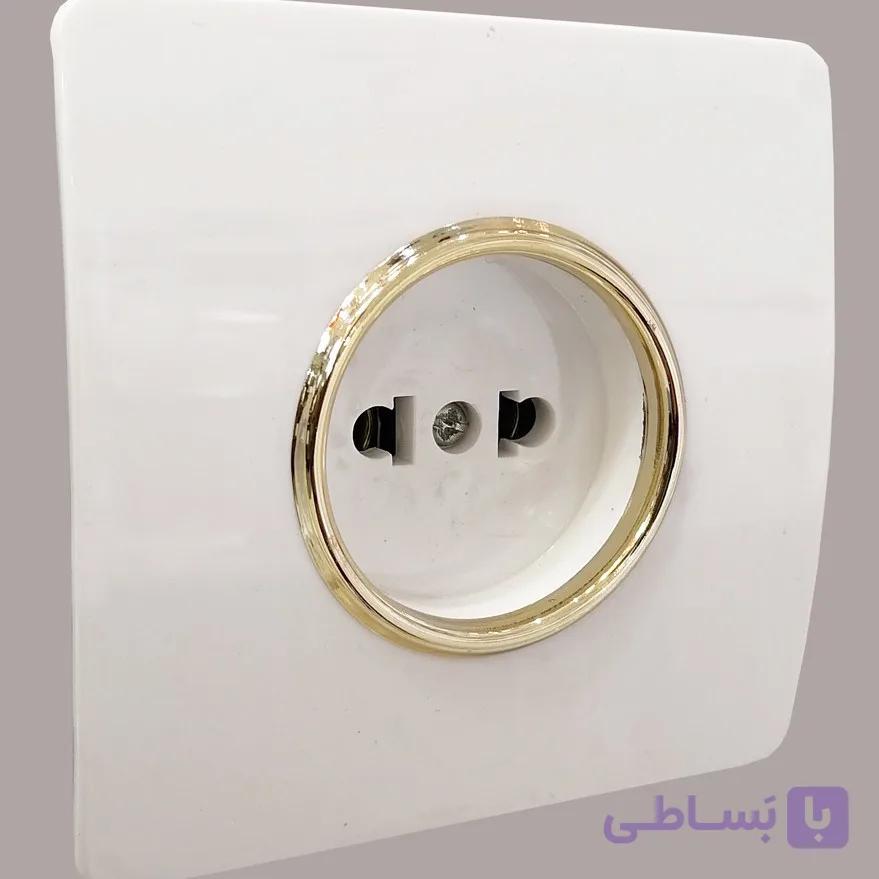 پریز آنتن آسیا مدل کریستال سفید دکمه طلا