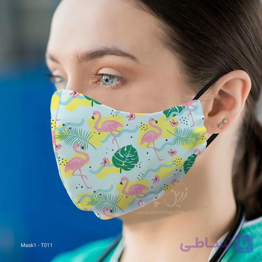 ماسک 3 لایه با قابلیت تعویض فیلتر طرح فلامینگو T011 — تصویر 1