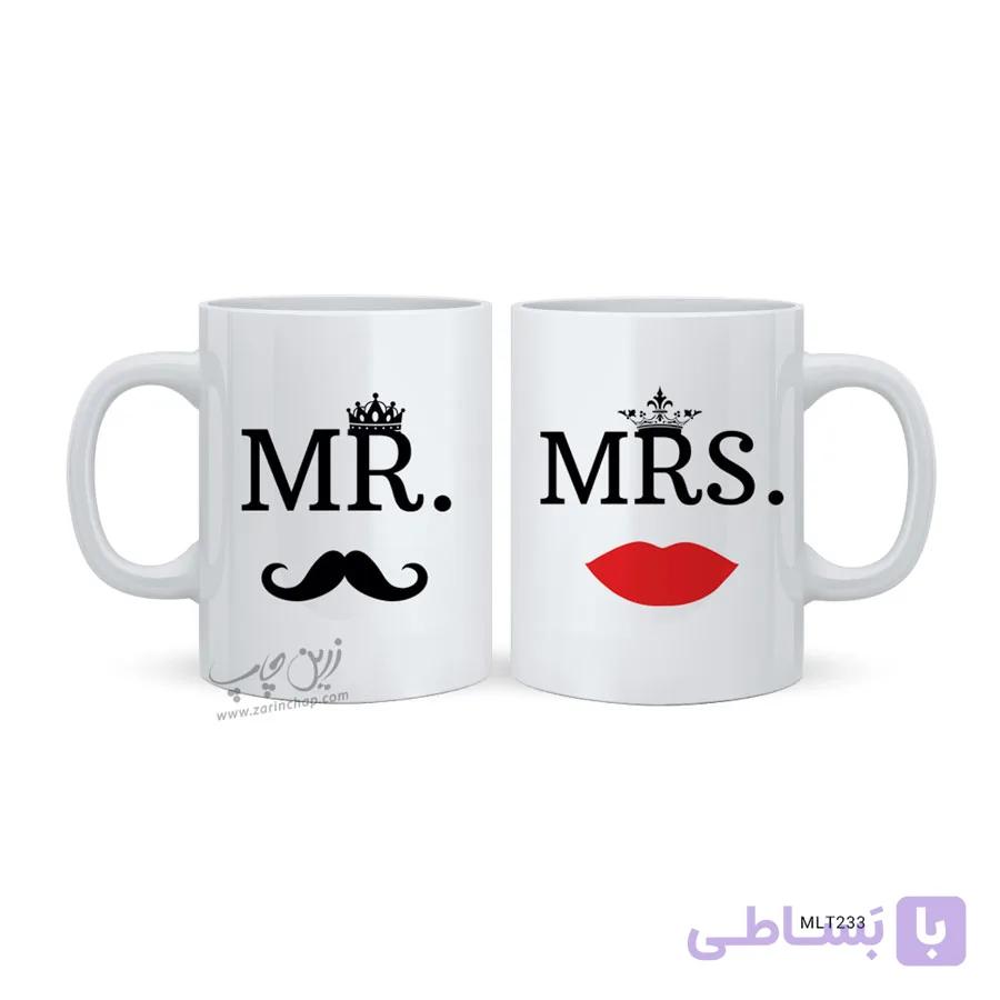 لیوان ست دو نفره MR and MRS طرح MLT233 — تصویر 1