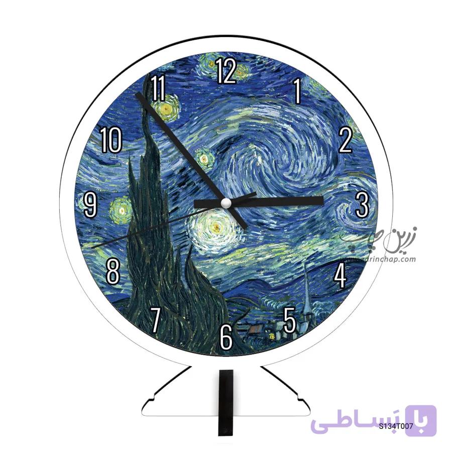 ساعت رومیزی طرح شب پر ستاره S134T007 — تصویر 1