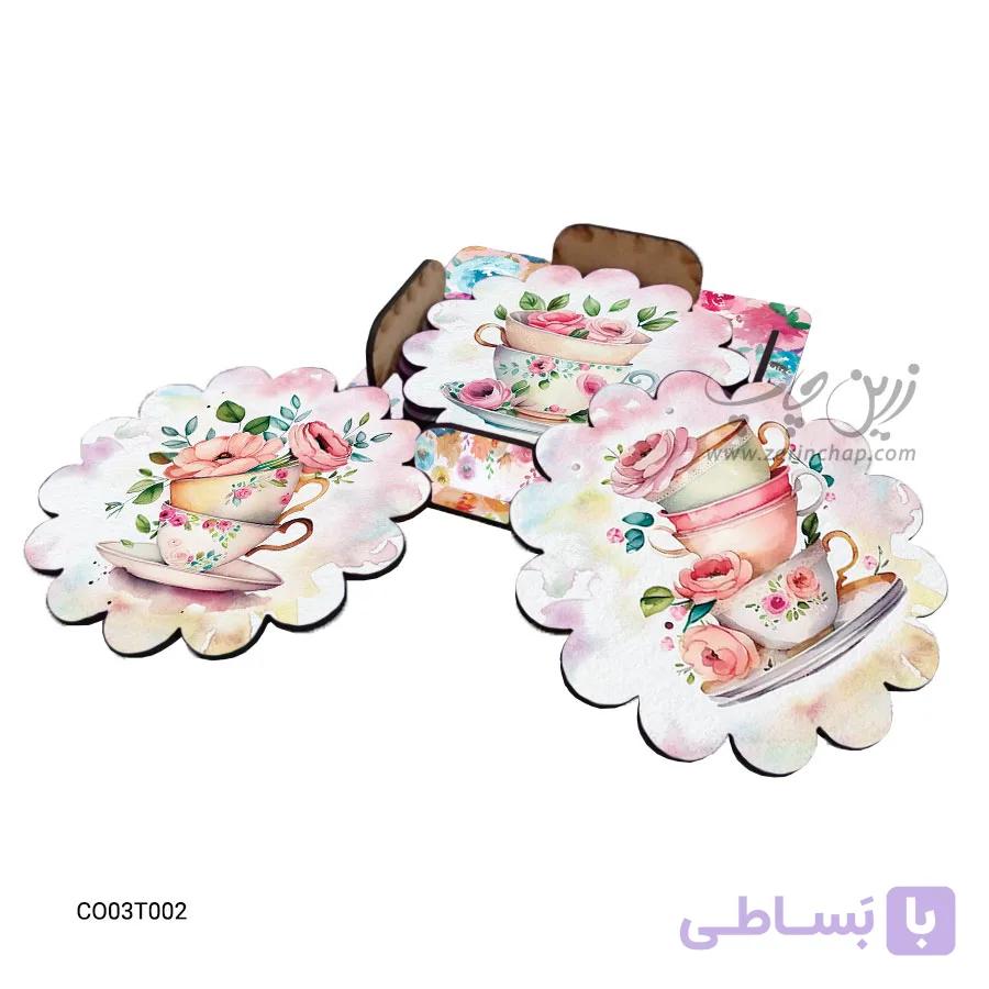 ست زیر لیوانی همراه با پایه طرح CO03T002 — تصویر 1