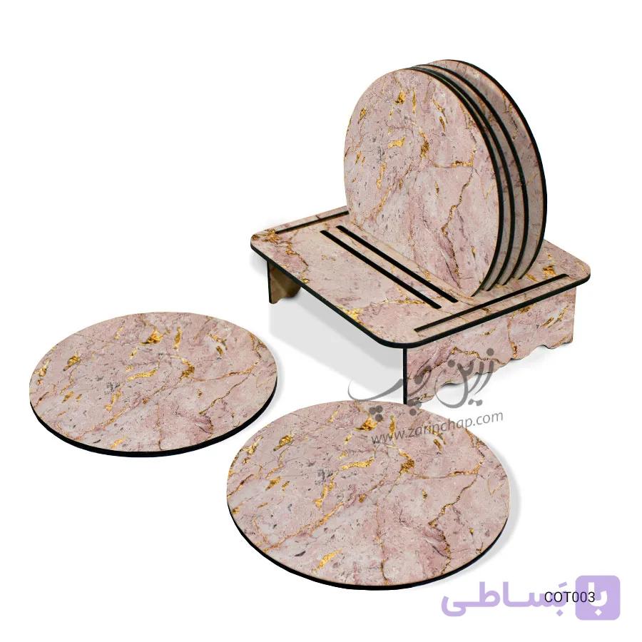 ست زیر لیوانی همراه با پایه طرح سنگ کد COT003