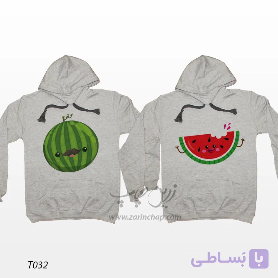 ست دو نفره سویشرت آستین بلند کلاه‌دار (هودی) طرح یلدا T032 — تصویر 1