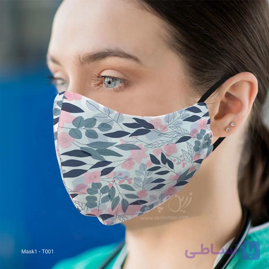 ماسک 3 لایه با قابلیت تعویض فیلتر طرح گل T010 — تصویر 1