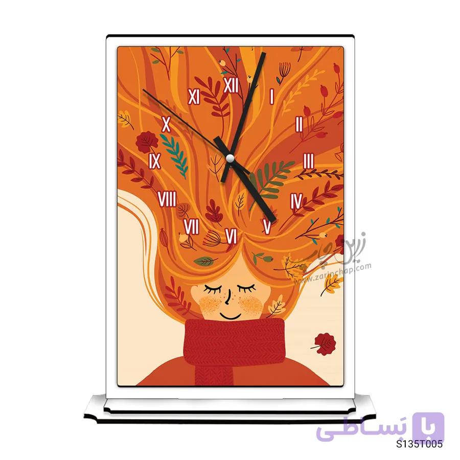 ساعت رومیزی طرح دختر پاییز S135T005 — تصویر 1