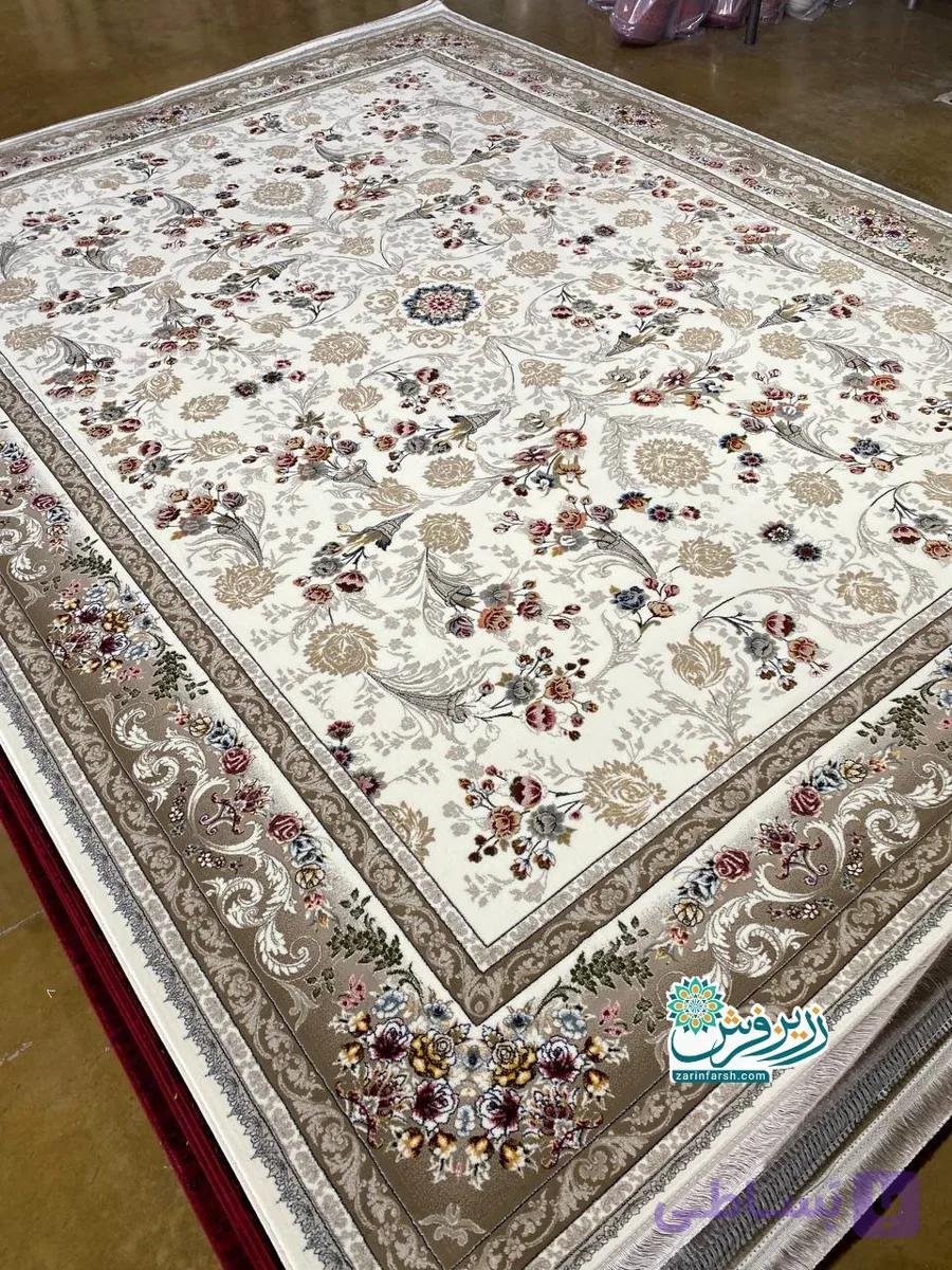 فرش خاطره کرم 700 شانه – تمام نخ اکریلیک — تصویر 1