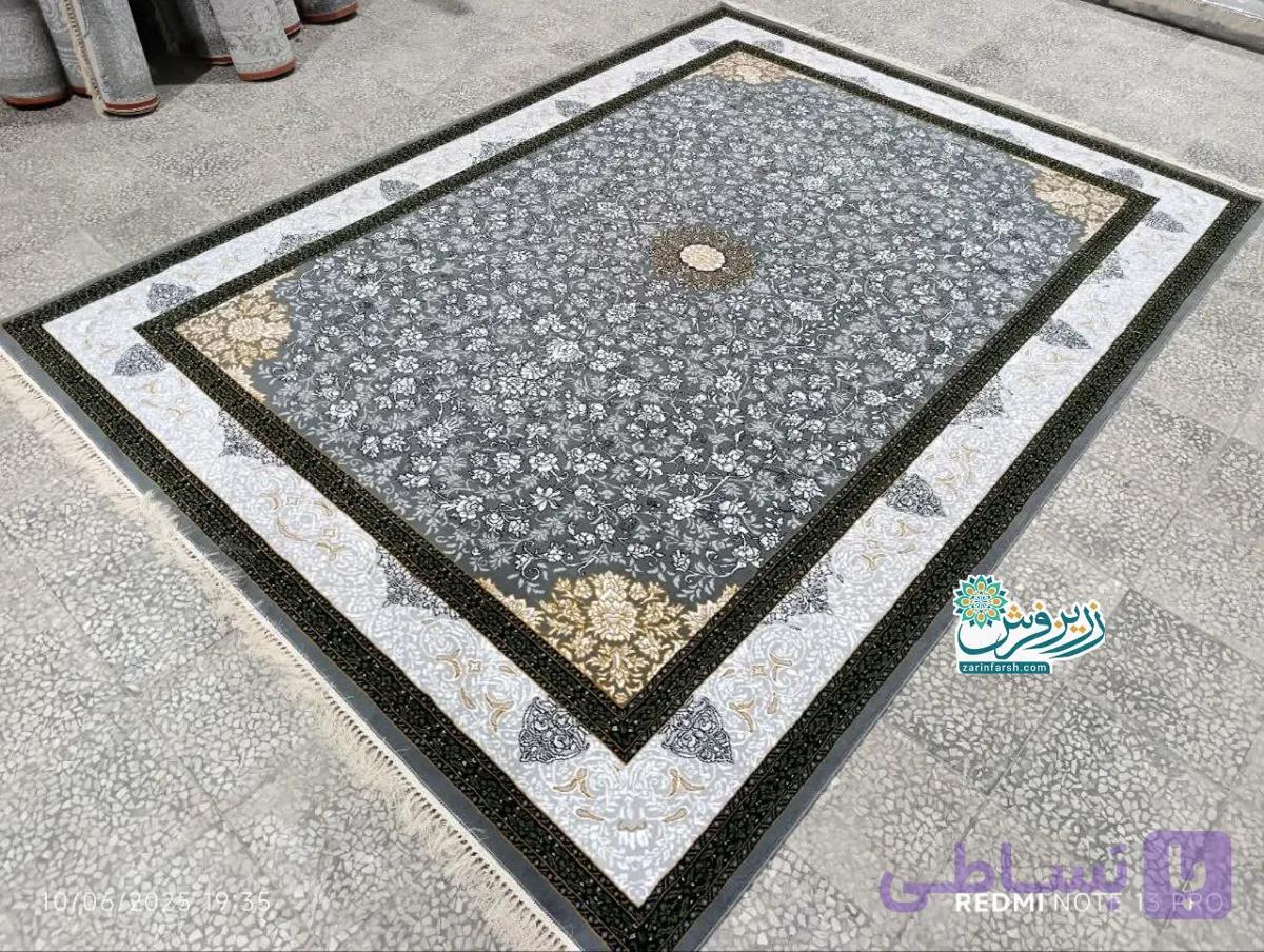 فرش ماشینی 500 شانه طرح فرشته رنگ دودی — تصویر 1