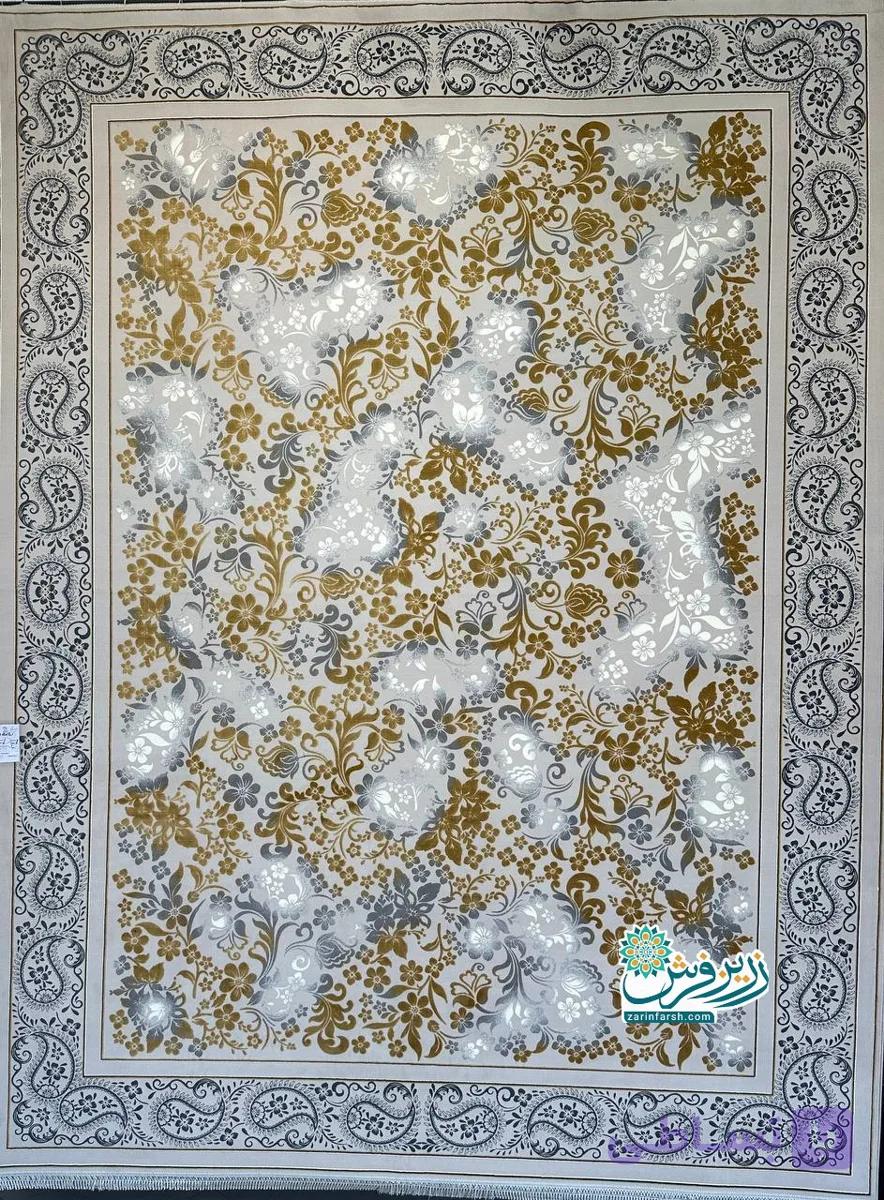 فرش ماشینی 1200 شانه طرح گیتا کد 1274 رنگ فیلی — تصویر 1