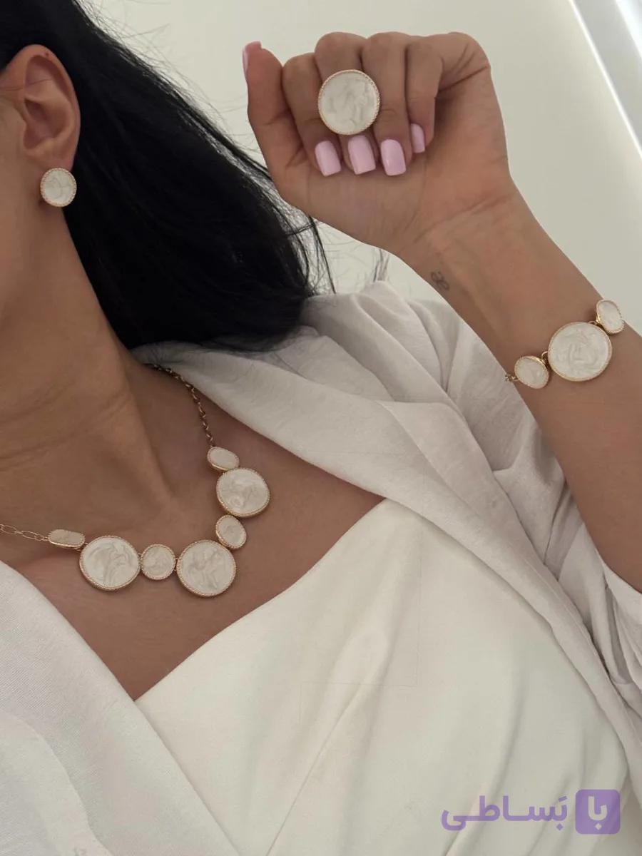 ست کامل مینا کاری دایره ای (گردنبند، گوشواره،دستنبندو انگشتر)