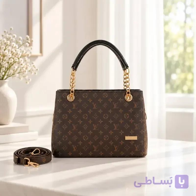 کیف زنانه چرم مصنوعی بند بلند ابعاد 25 در 18 سانتیمتر