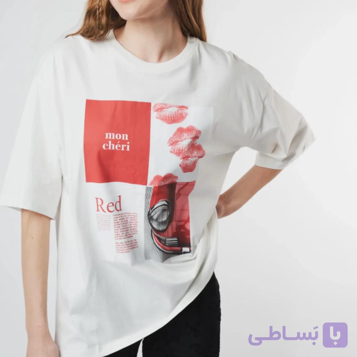 تیشرت اورسایز آستین کوتاه طرحدار سرمهای برند ترک سایزبندی: ۴۲