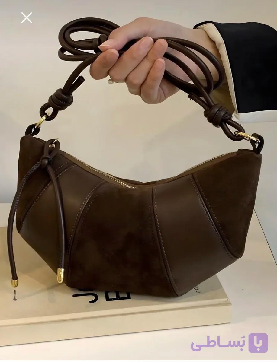 کیف دوشی مینیمال طرح کروسان (قهوه‌ای سوخته)