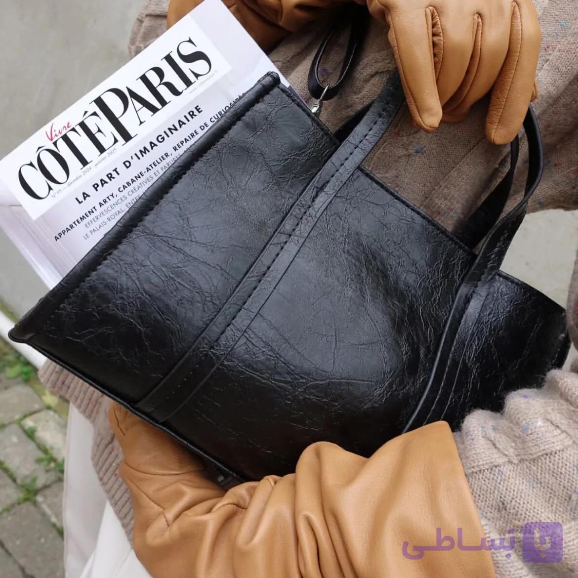 کیف دوشی و دستی با طرح چرم مچاله
