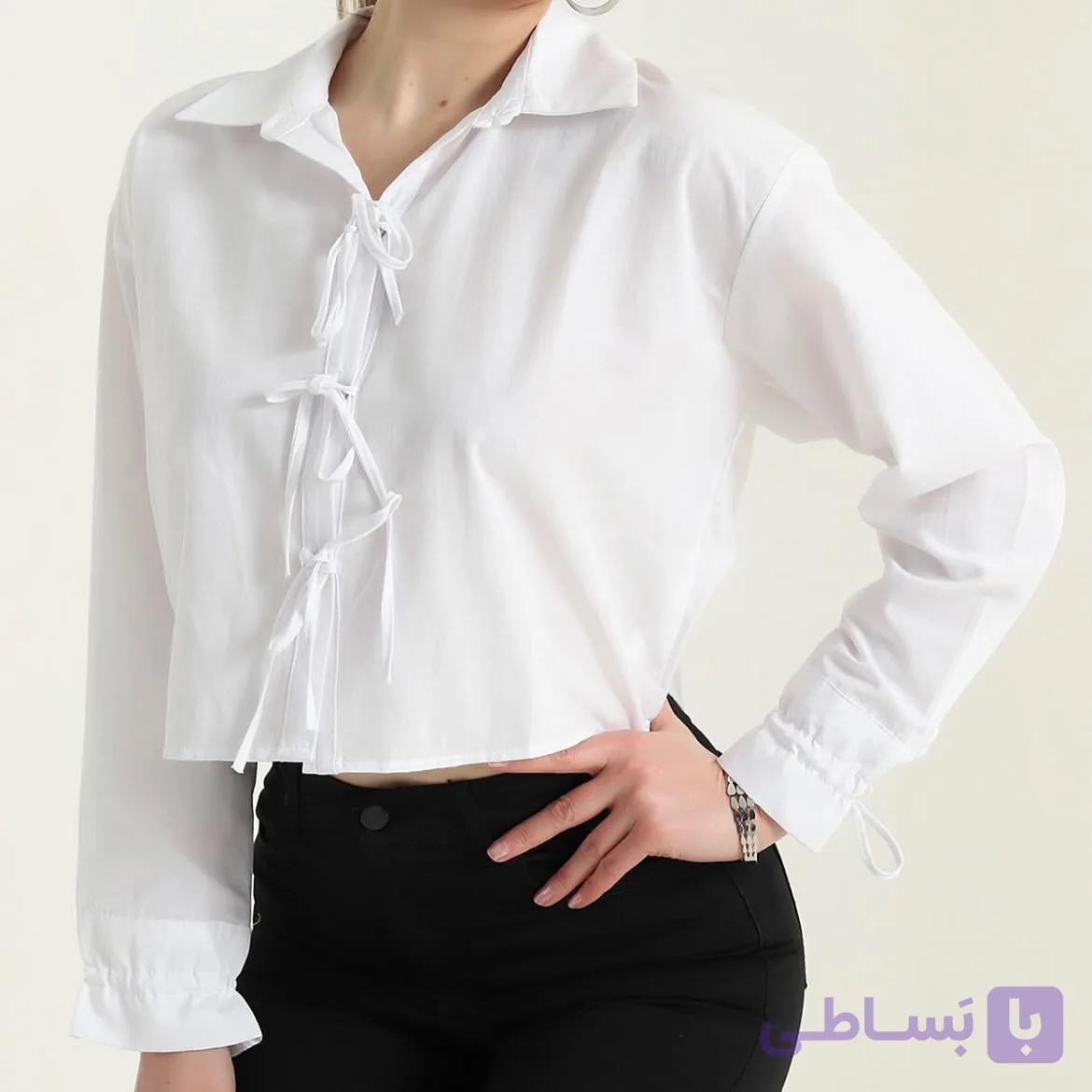 کراپ شومیز زنانه پوپلین برند ترک