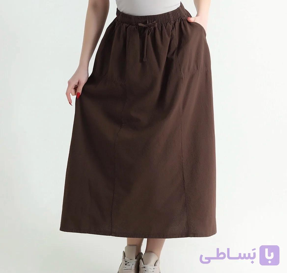 دامن کتان کمر کش