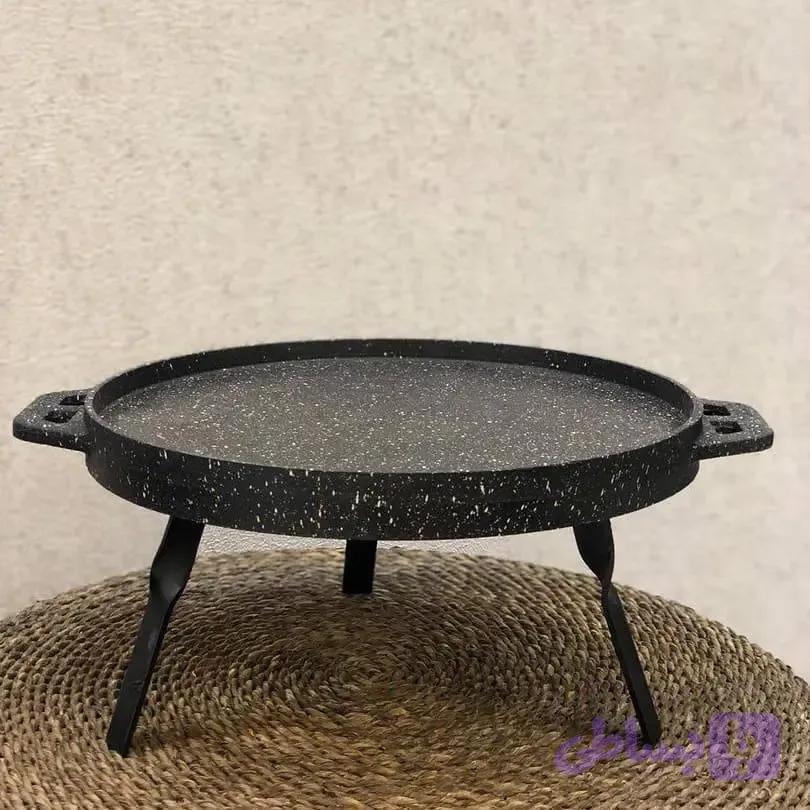 تابه گریل دو طرفه چدنی 32 سانتی + 3 پایه — تصویر 1
