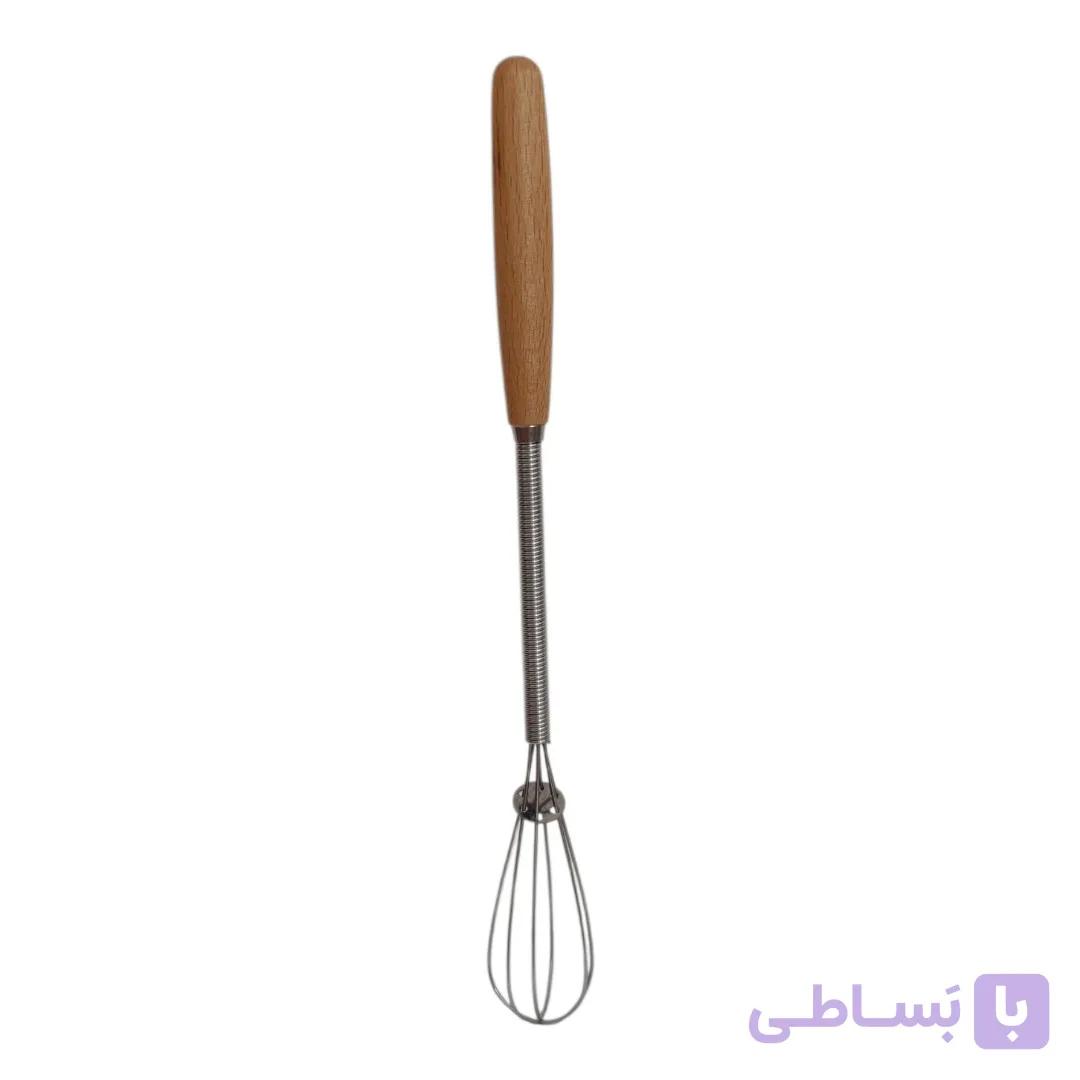 همزن دستی استیل دسته چوبی مدل Mini Whisk
