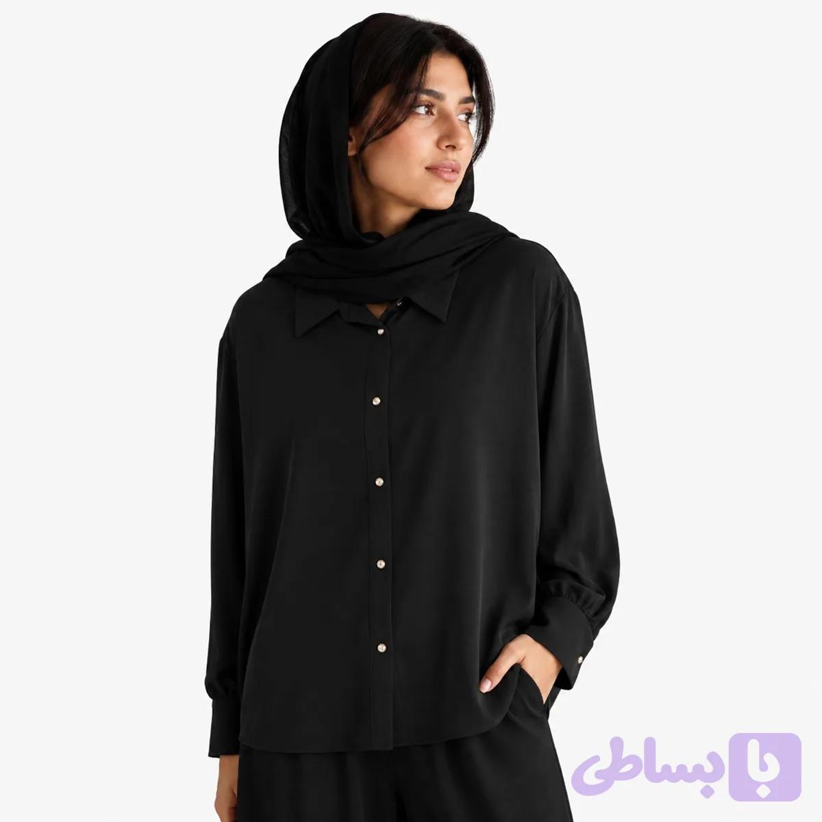 شومیز مشکی ساده رسا کد 1004002