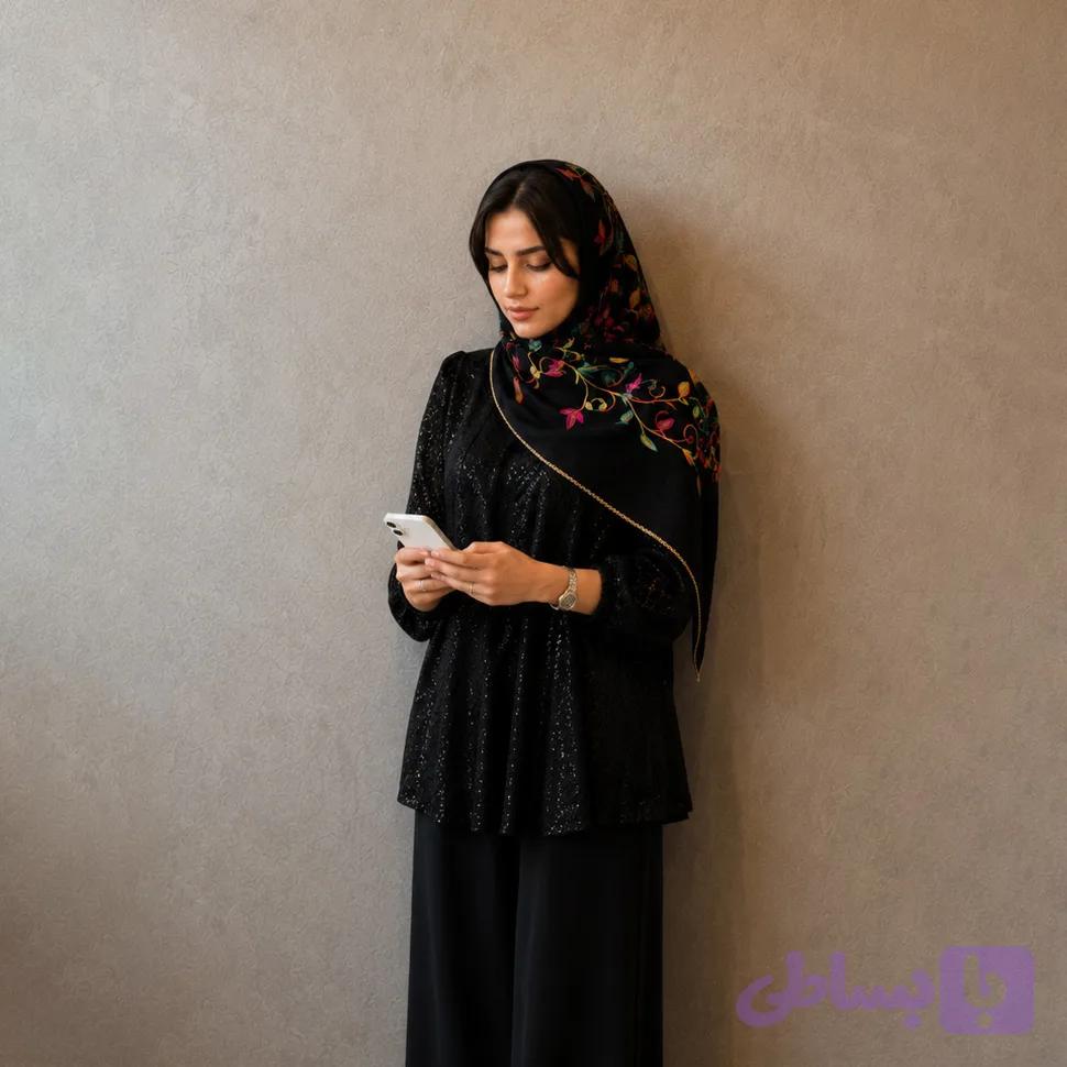 شومیز مشکی گیپور آستردار ملودی — تصویر 1