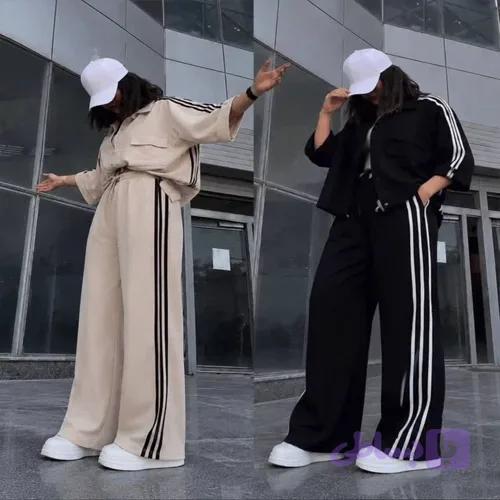 ست 3 خط کتان زارا | فری سایز تا 44، شلوار از بغل سه خط — تصویر 1