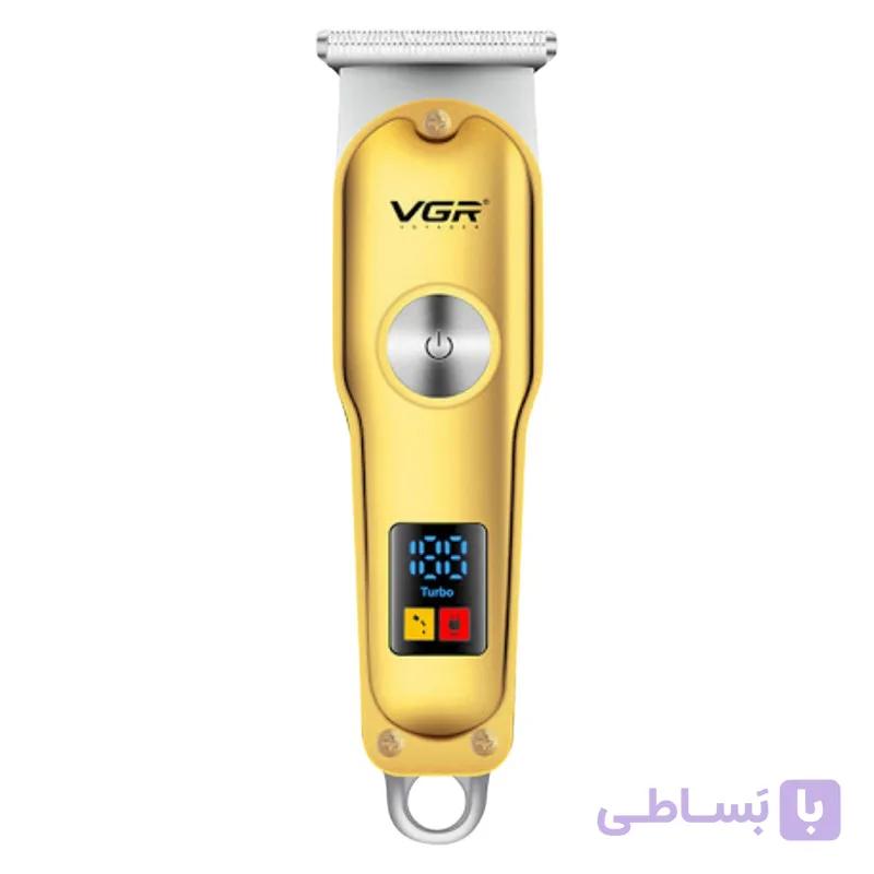 ماشین اصلاح موی سر و صورت وی جی ار مدل V-290 با تیغه استیل ضد زنگ، نمایشگر دیجیتال، قابلیت دو سرعته، منبع تغذیه برق و شارژ، سه شانه اصلاح 1 تا 3 میلی‌متر، مدت زمان استفاده 120 دقیقه و شارژ 90 دقیقه
