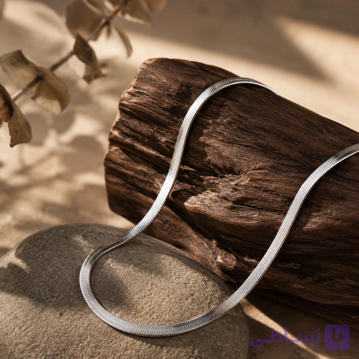 گردنبند ماری استیل؛ ظرافتِ صیقلی در کالبد نقره‌ای عیار 925