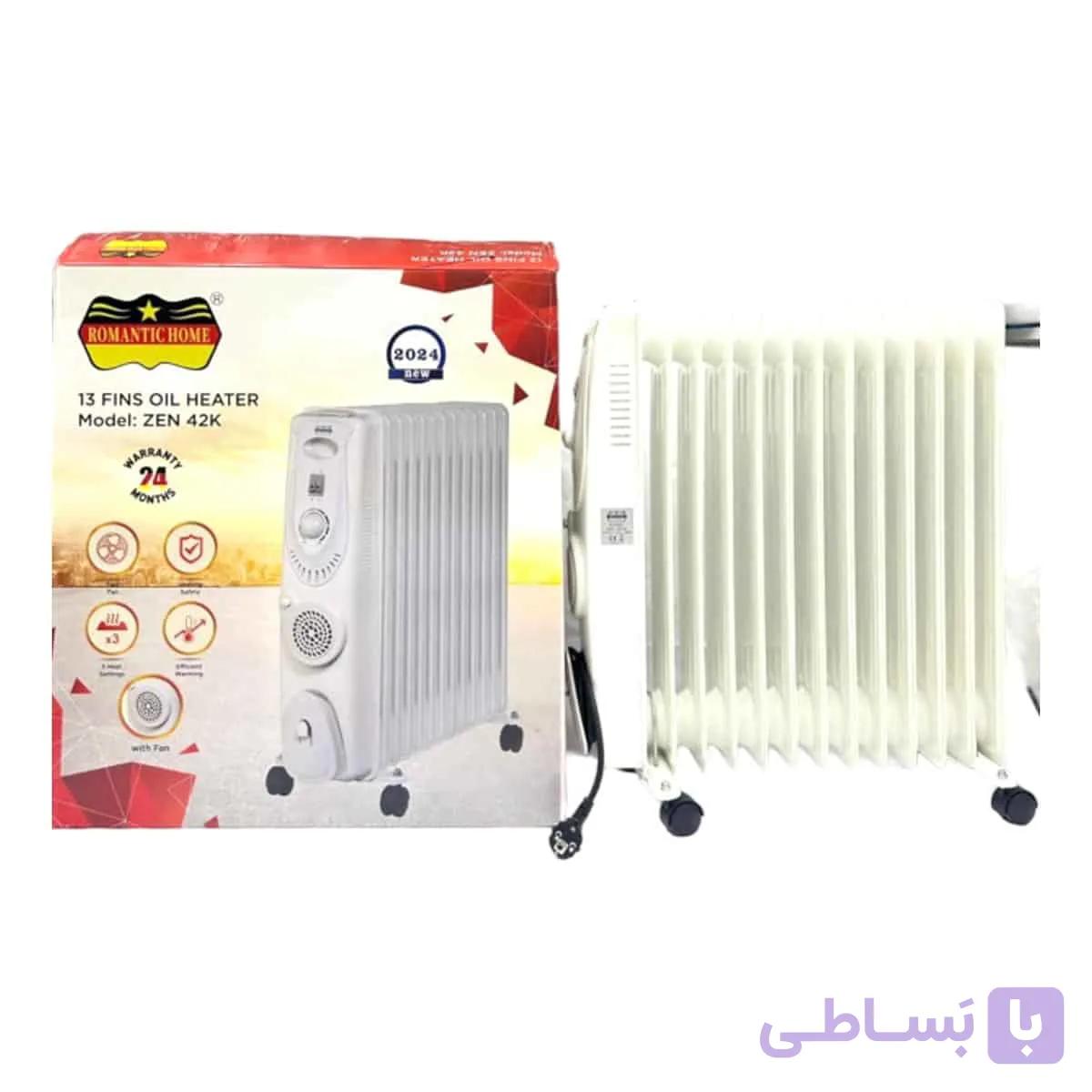 شوفاژ برقی رومانتیک هوم مدل 42K ۱۳ پره فن دار — تصویر 1