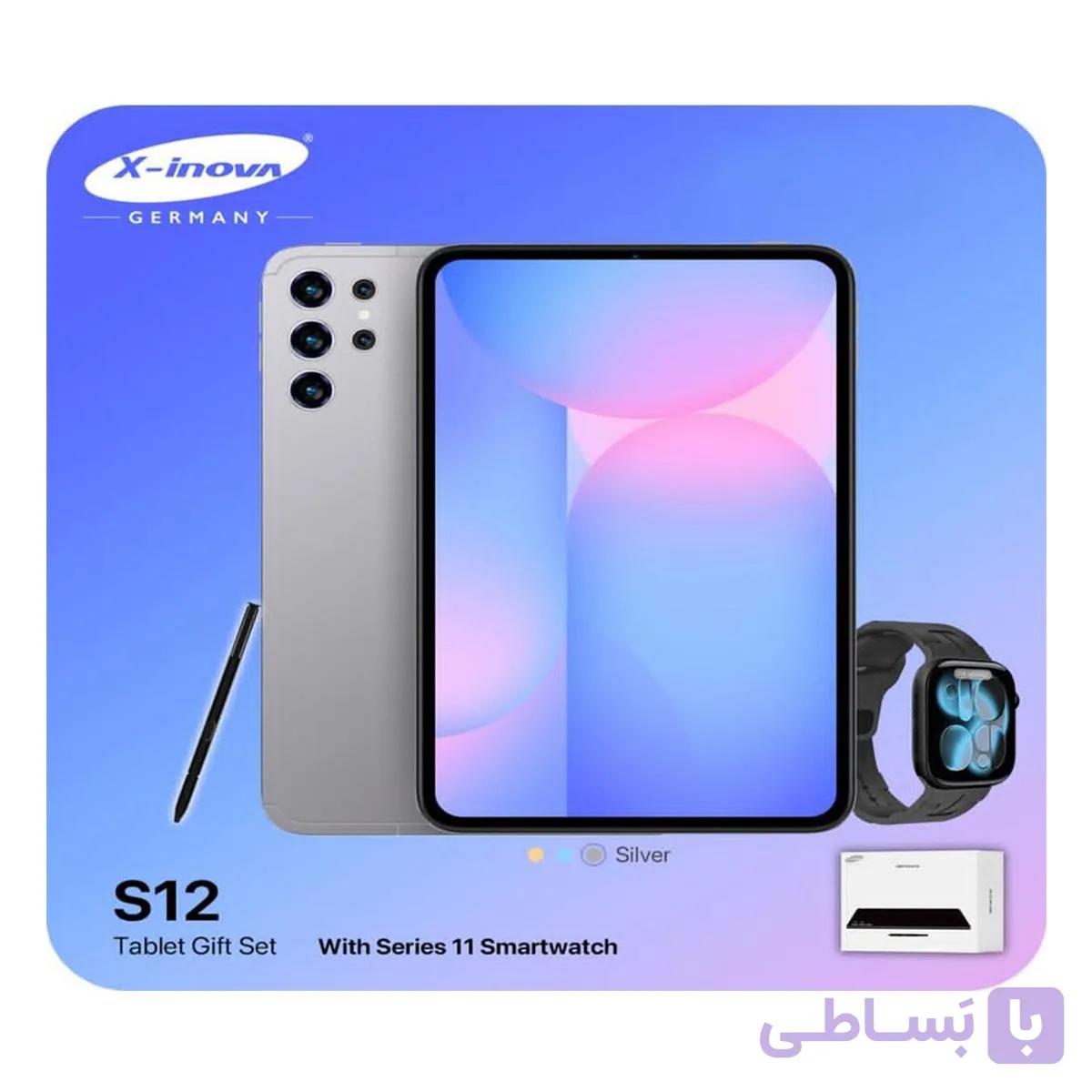 تبلت لپ تاپ شو ایکس اینووا S12 حافظه 64 رم 4 گیگابایت پک کامل (کیبورد بلوتوث،ماوس بی‌سیم، ۲عدد قلم هوشمند، ساعت هوشمند، گلس محافظ کاور تبلت) — تصویر 1