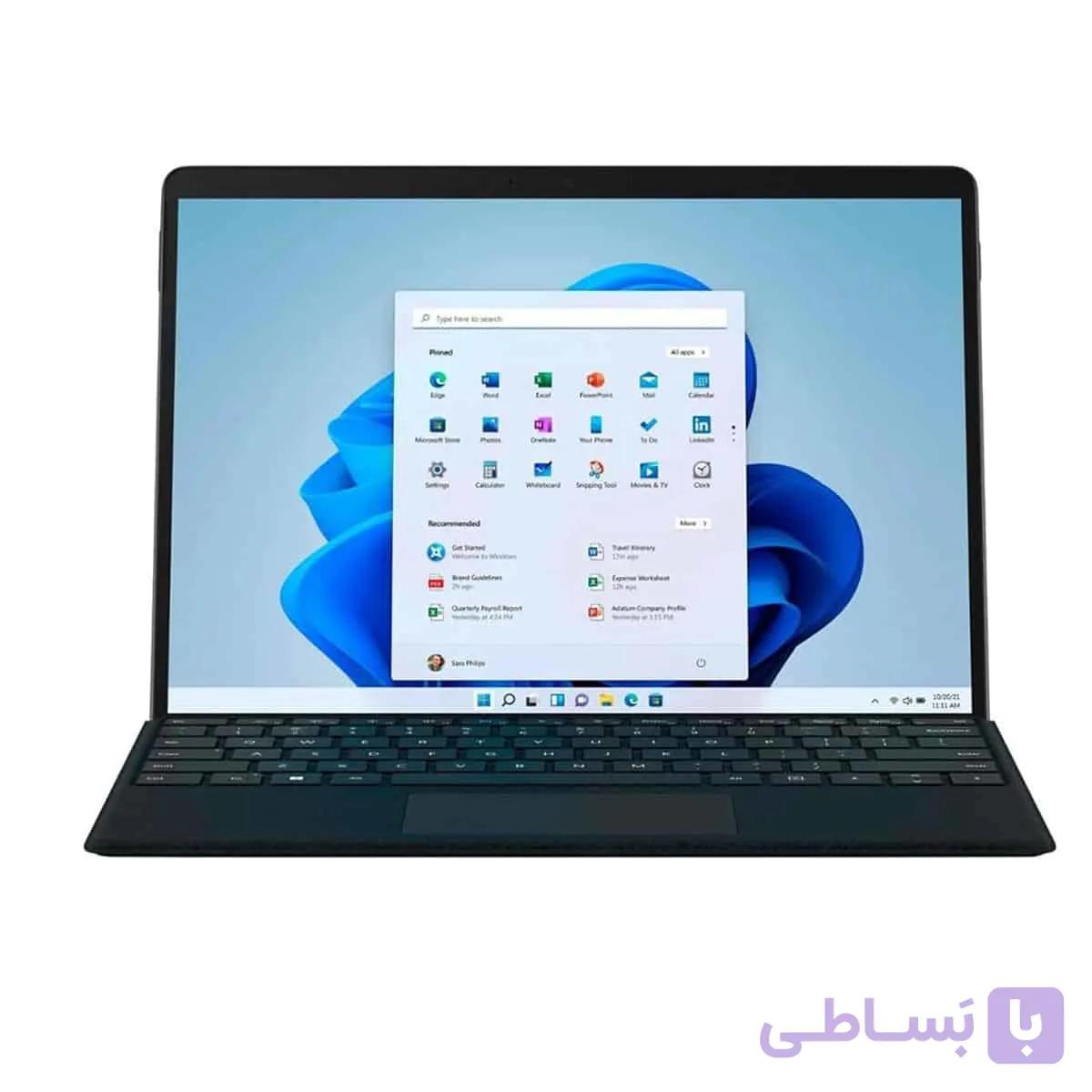 سرفیس پرو 8 مایکروسافت Surface pro 8 Core i7-1185g7 16GB 256 سیم کارت خور استوک در حد آک با کیبورد — تصویر 1