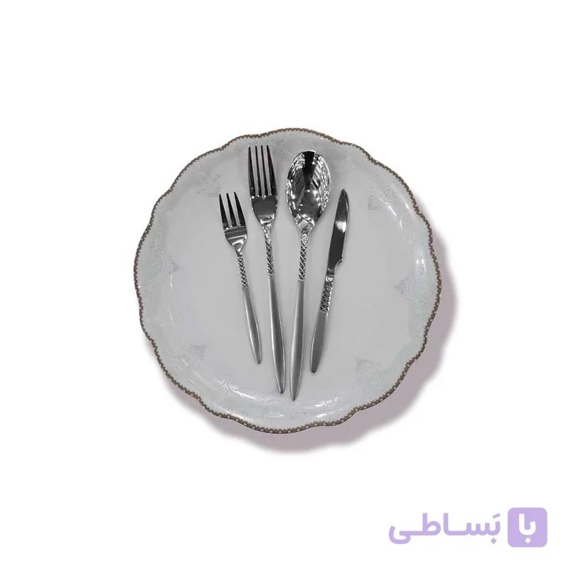 سرویس قاشق چنگال یونیک 24 نفره زنبوری 120 تکه براق در 3 رنگ — تصویر 1